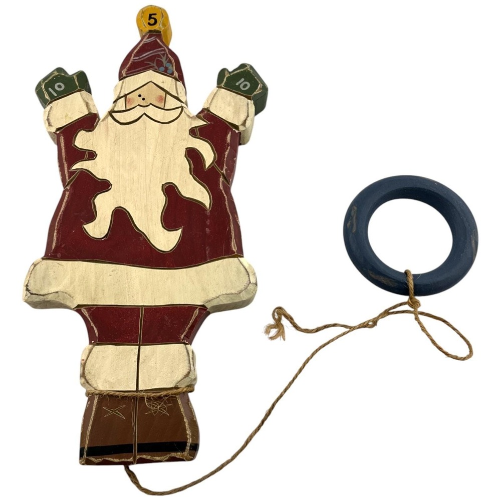 Homemade Santa Wooden Ring Game Handheld